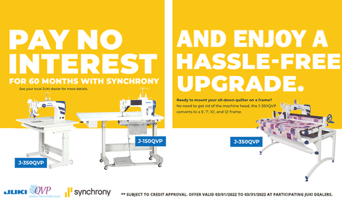 Enjoy 60 Months Interest Free on a JUKI!