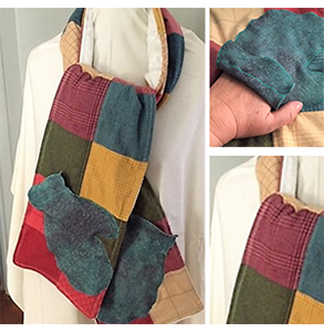 Patchwork Winter Scarf and Gloves